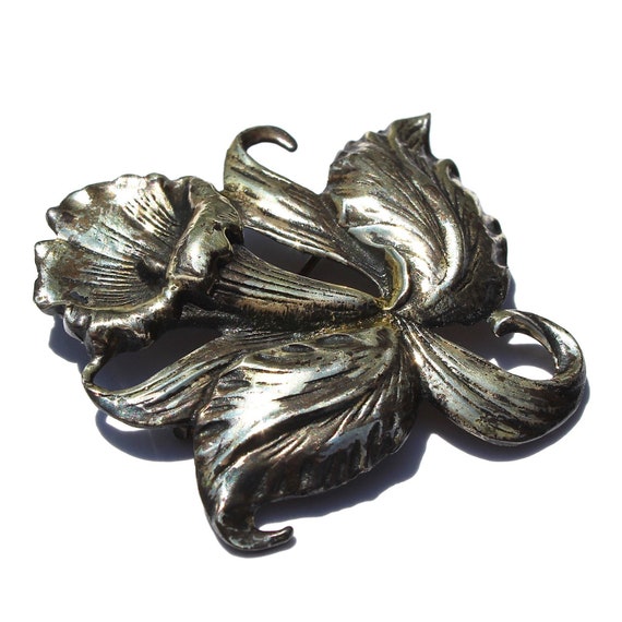 Vintage Sterling Silver Calla Lily Brooch, Large … - image 2