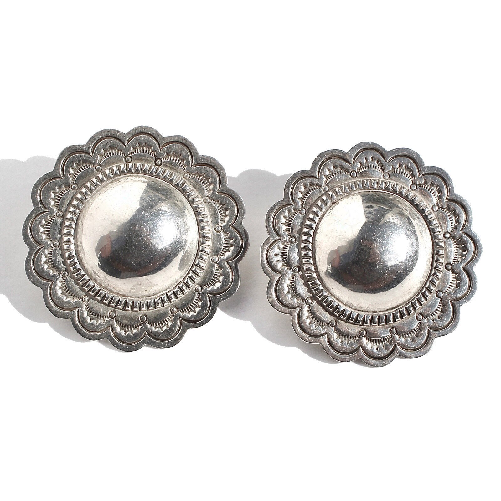 Vintage Southwestern Sterling Silver Concho Stud Earrings Extra