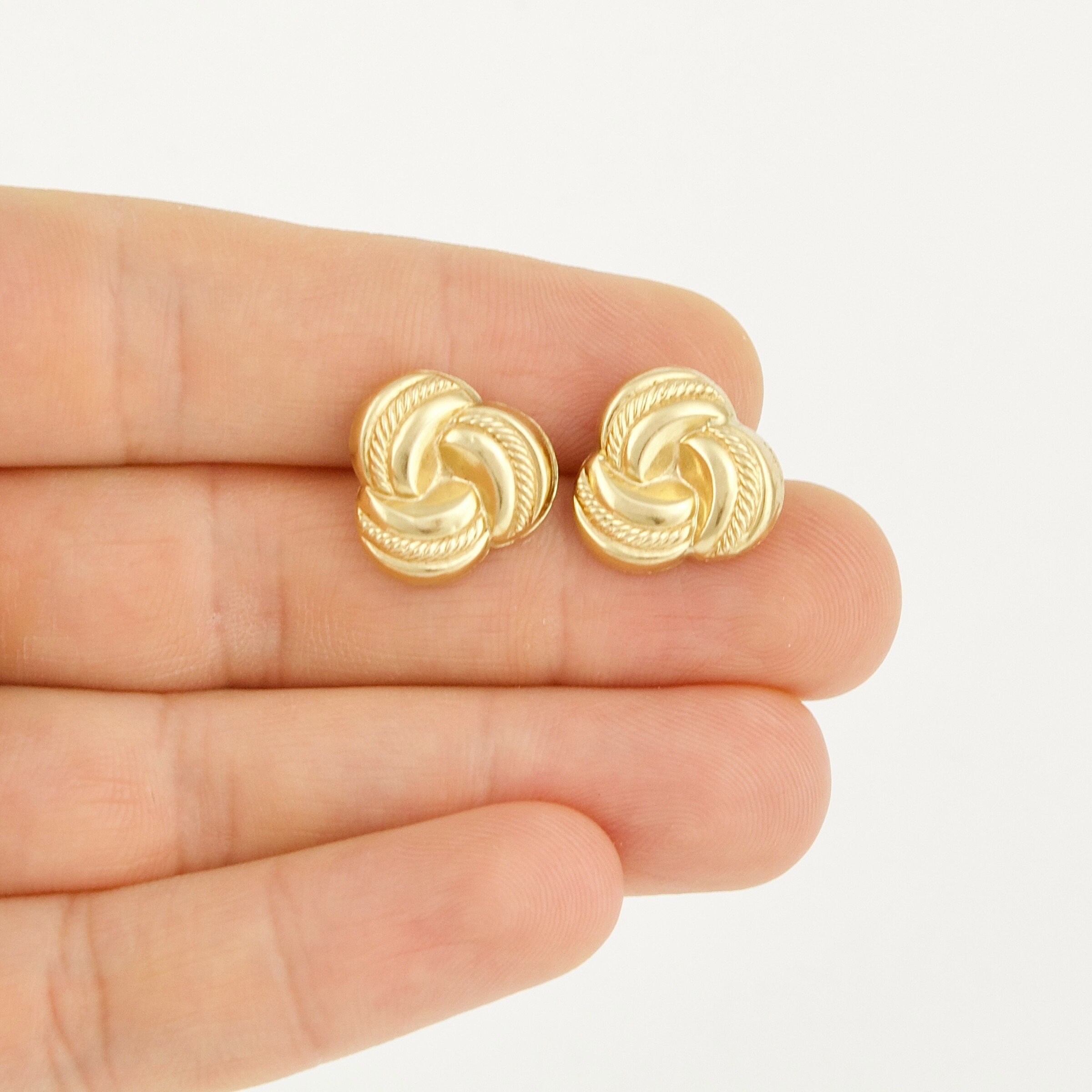 Vintage 14K Gold Love Knot Stud Earrings - Etsy