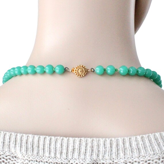 Vintage Peking Glass Beaded Necklace, Jade Green … - image 3