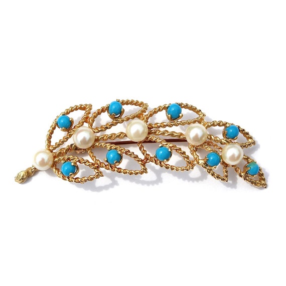 VINTAGE PEARL PIN STONE BLUE VINTAGE PEARL PIN STONE BLUE