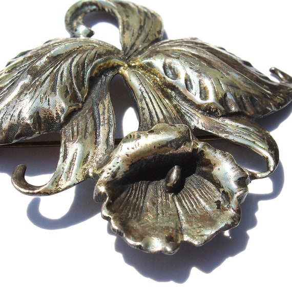 Vintage Sterling Silver Calla Lily Brooch, Large … - image 3