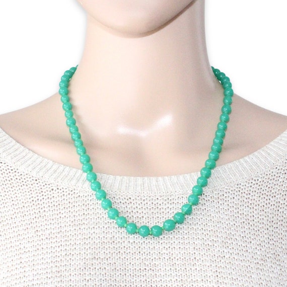 Vintage Peking Glass Beaded Necklace, Jade Green … - image 1