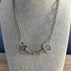 Handcrafted Horse Snaffle Bit Silver Tone Tack Necklace- Stainless Steel- Choice of Lengths