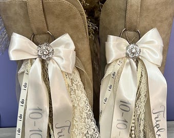 Personalized Bridal Boot Bows for Wedding and Bridesmaids
