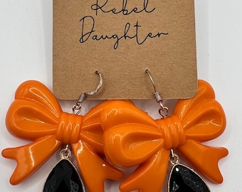 Halloween Bow Crystal Drop Earrings