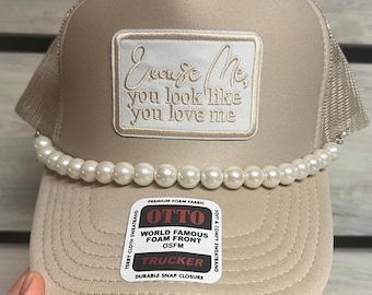Excuse Me Western Trucker Hat with Pearl Gat Chain