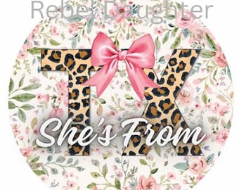 Sie ist aus Texas Freshie Cardstock Circle/Coaster Digitale Png-Datei Bild
