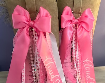 Handmade Pink Cloud 9 Boot Bow Charms for Country Concert