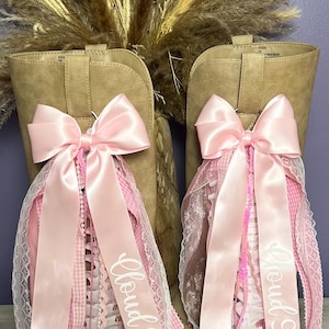 Handmade Pink Cloud 9 Boot Bow Charms for Country Concert