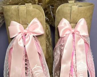 Handmade Pink Cloud 9 Boot Bow Charms for Country Concert