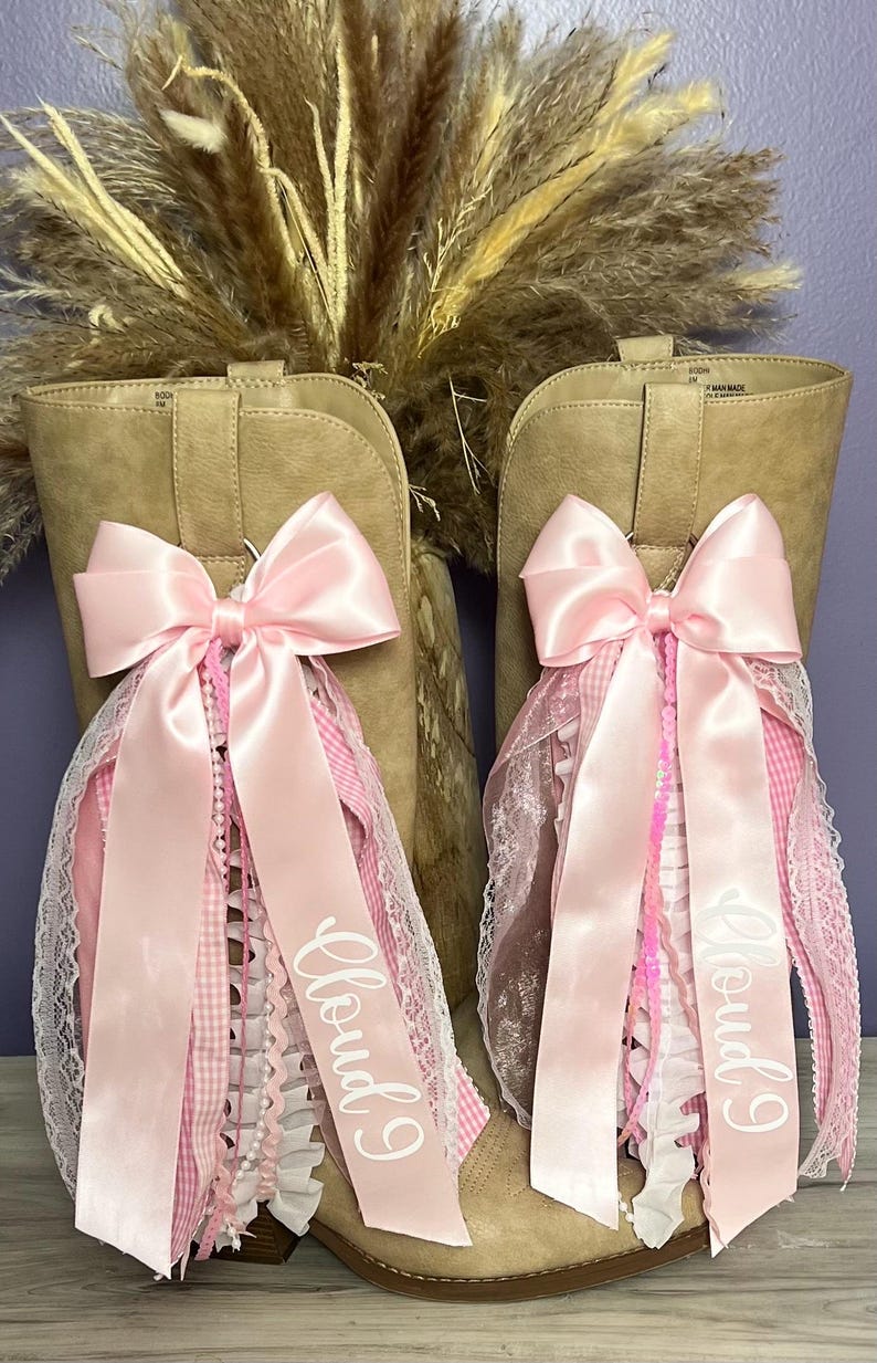 Handmade Pink Cloud 9 Boot Bow Charms for Country Concert image 1