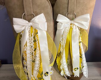 Handmade Yellow Daisy Boot Bows