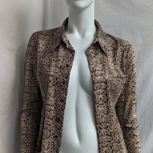 vintage 90s ANTI FLIRT snake blouse. shine button up shirt