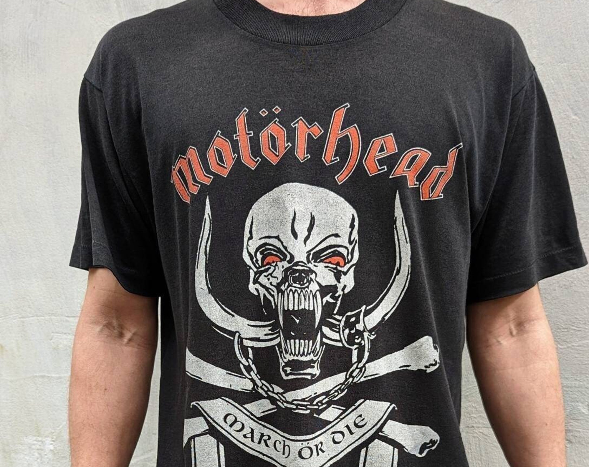 Discover Vintage 1992 Motorhead  T-Shirt March or Die Concert Tour Lemmy Kilmister Saxon Band Merch