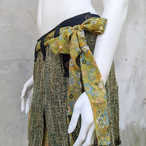 Vintage 90s DOLCE GABBANA Tweed Skirt | Pleated Green Mini Skirt