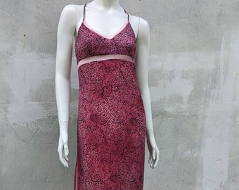 y2k vintage VERSACE maxi dress. silk pink slip dress spaghetti straps