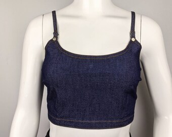 Auth FENDI Jeans Made in Italy Dark Blue Cotton Denim Spaghetti