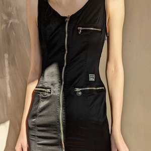Vintage 90s Versace Mini Dress: Satin Bodycon, Medusa Detail, XXS/XS