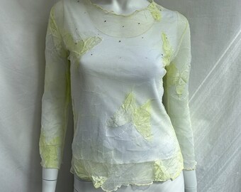 y2k ヴィンテージ レース バタフライ イエロー トップ SUZANNA PARIS