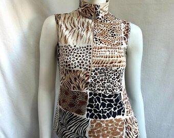 Y2k Vintage Moschino Animal Turtleneck Top