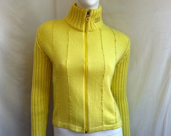 y2k vintage VERSACE Jeans Couture yellow zip up sweater