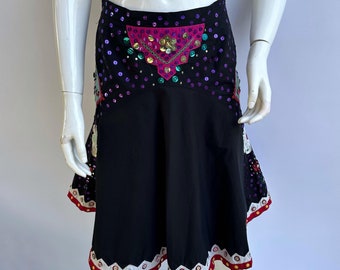 MOSCHINO - 90s MOSCHINO EMBROIDERY SUEDE SKIRT レザーの通販