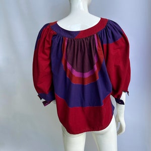 Vintage 80er Jahre Kenzo Paris Baumwollbluse, lockeres abstraktes Hemd