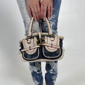 y2k vintage JUST CAVALLI monogram denim handbag