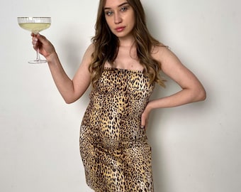 Robe Vintage Body Central Femme Taille L - Imprimé Cachemire Animal - Moulante Y2K Années 90