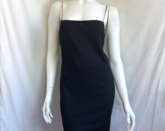 vintage 90s GIANNI VERSACE bondage dress. black bodycon dress Medusa metal straps