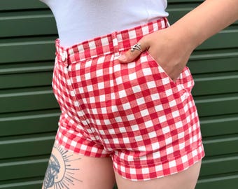 Y2k Dolce Gabbana Gingham Shorts, Vintage High Waist Extra Mini Shorts