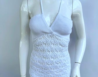 Y2K Vintage Armani Crochet Halter Top: Open Back Knit