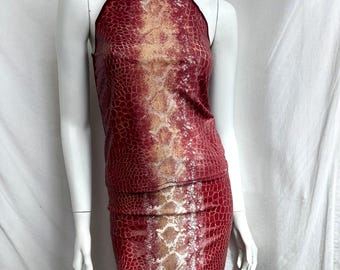 Vintage Red Snake Print Top and Skirt Set Morgan De Toi