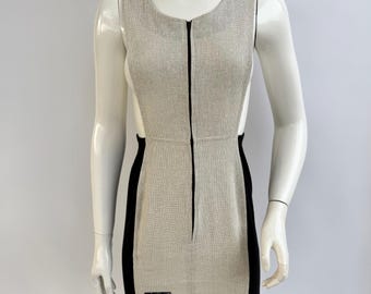 Vintage 90s French Bodycon Tank Dress, Cut Out Mini Gown Volka Orange