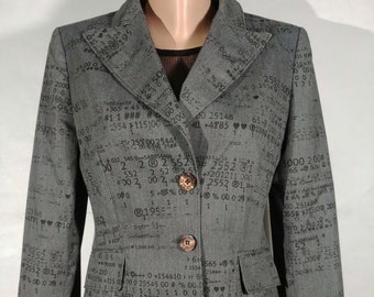 vintage 90s MOSCHINO jacket figures print. blazer button up mathematics print