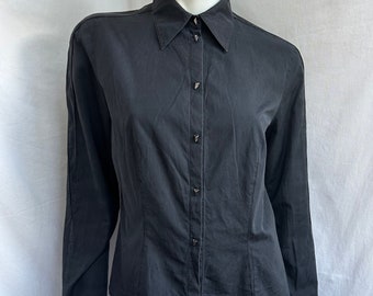 y2k vintage THIERRY MUGLER black shirt. star embroidery blouse