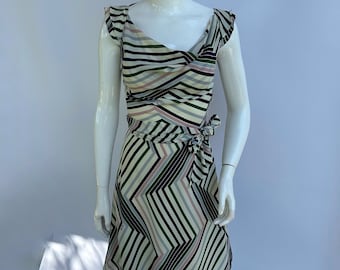 Y2k Vintage Miss Sixty Striped Dress, Open Back Dress