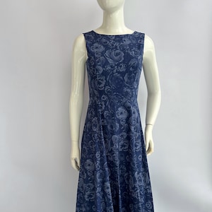 vintage 90s LAURA ASHLEY blue floral maxi dress. garden party dress
