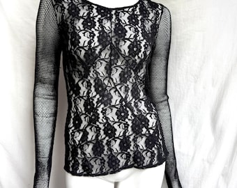 Y2k Vintage Dolce Gabbana Lace Top, Black Fishnet Long