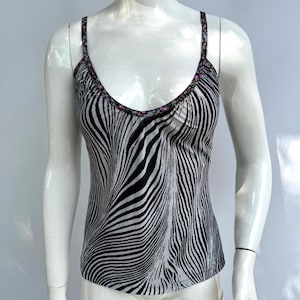 Y2k Vintage Blumarine Cami Top Zebra Print Tank Top Spaghetti Straps