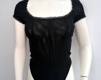 Y2k Vintage Moschino Red Tank Top, Japanese Woman Geisha Print Top