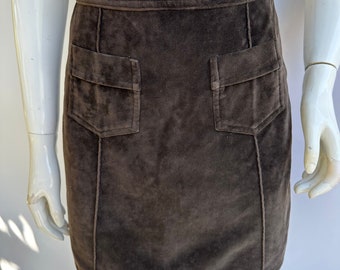 Vintage 90s Versace Velvet Mini Skirt, Brown High-Waisted