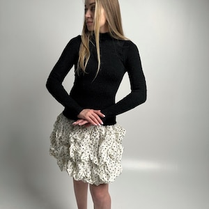 vintage 90s VERA MONT bondage dress. polka dots puffball dress