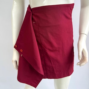 Vintage Girbaud Wool Pencil Skirt: Burgundy 90s Wrap Skirt