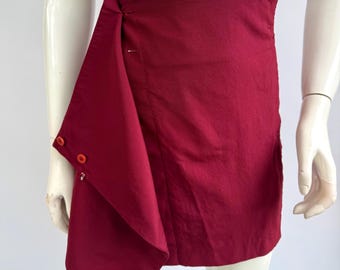 Vintage Girbaud Wool Pencil Skirt: Burgundy 90s Wrap Skirt
