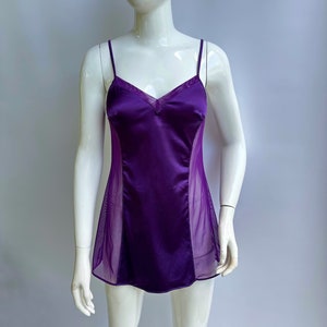 Y2k La Perla Purple Satin Mesh Mini Slip Dress