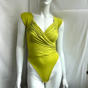 vintage 90s LA PERLA green bodysuit. Ritmo di Perla one piece swimwear