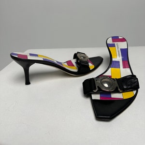 y2k vintage NORMA J BAKER sandals heels. colorblock sabot . size 38