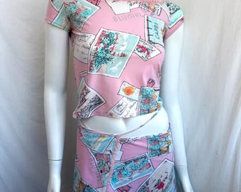 Blugirl Blumarine Top and Skirt Set, Y2k Vintage Pink Suit